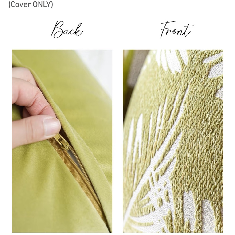 Green Leaf Pattern Lumbar Pillow Covers 2 Piece Set - Picture 5 of 5